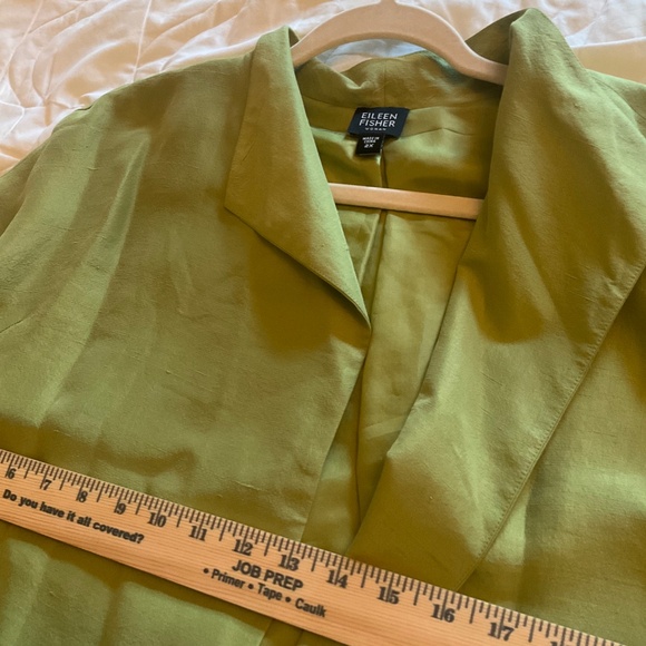 Eileen Fisher Gorgeous Green Silk Blend Open Swing Jacket 2X EUC Retail $314 - Picture 4 of 6